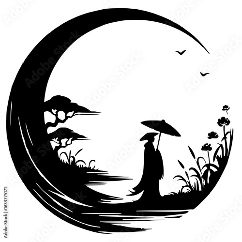 Silhouette of a lonely person