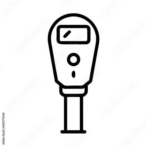 Parking meter in minimalist design with simple lines and black outline  