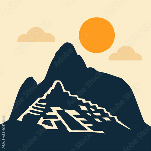 Machu Picchu in Cusco Peru vector illustration