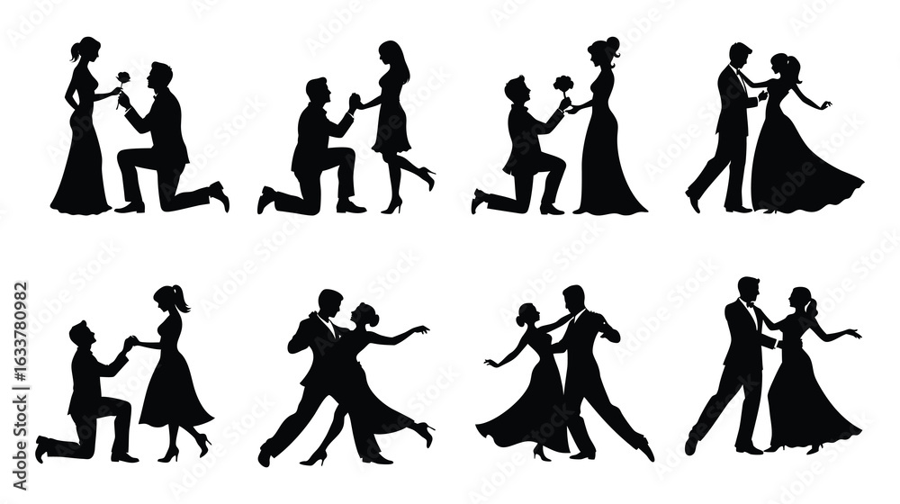 Fototapeta premium Romantic Couple Silhouette Pose Collection