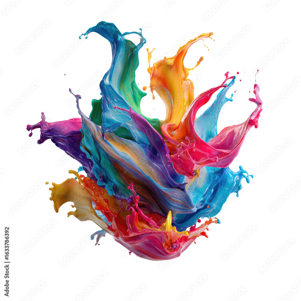 Fototapeta premium Colorful paint splash explosion, abstract art, studio, vibrant background, design element
