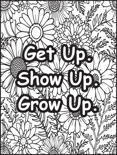 Floral coloring page for kids and adults: Printable floral pattern: Encouraging words to color
