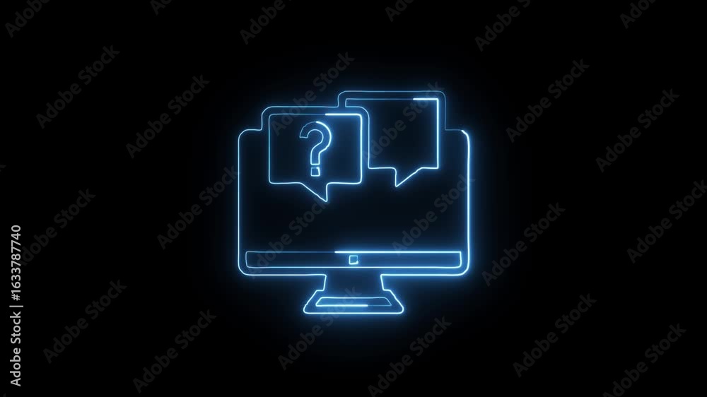 Help Support Animation with Glowing Lines on Black Background Help Support Animation with Glowing Lines on Black Background
