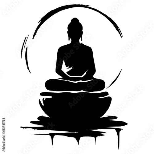 Silhouette of Buddha statue