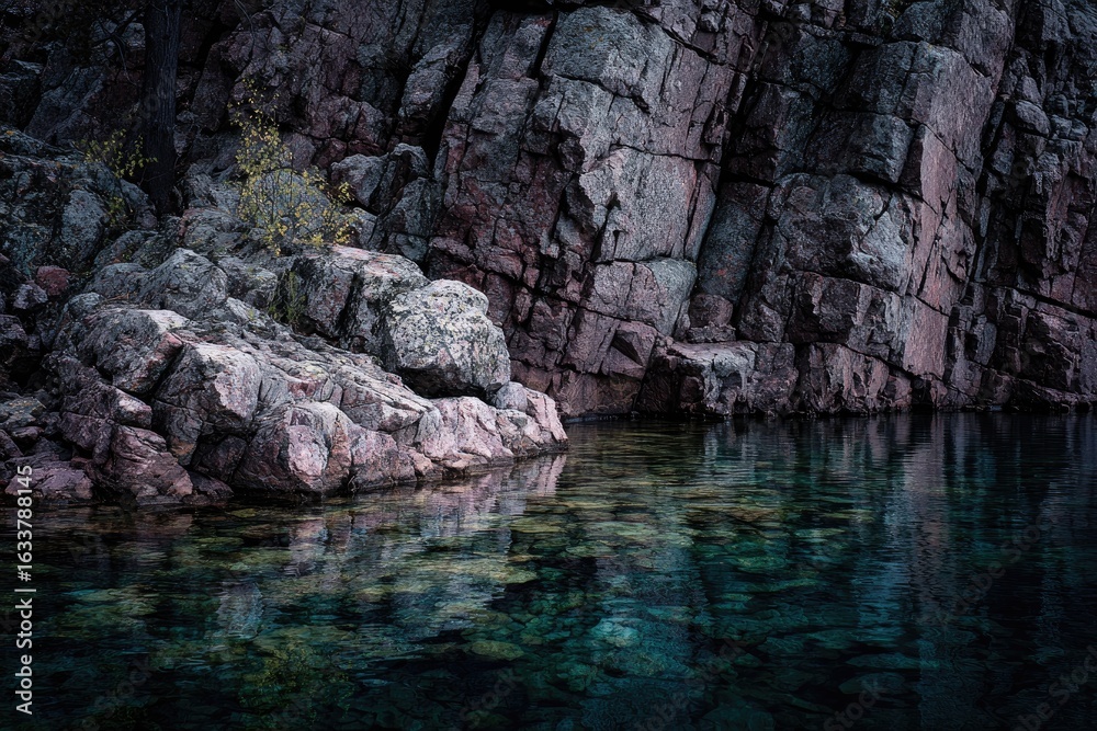 Fototapeta premium Rocky shore meets crystal-clear water