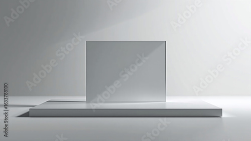 Wallpaper Mural Minimalist product display mockup with blank white rectangular podium on gray platform for marketing campaigns and corporate branding with copy space for text Torontodigital.ca