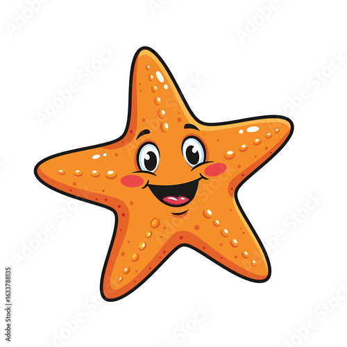 Happy Cartoon Starfish Character