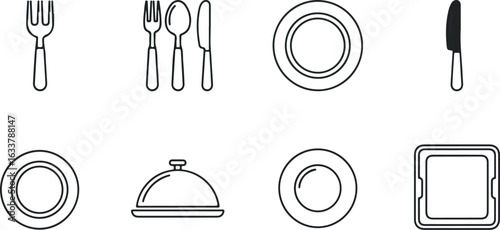 Dining utensils and kitchenware icons