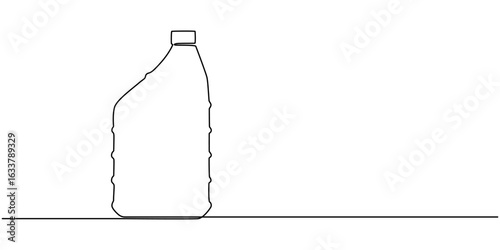 Motor lubricant dispenser continuous one line drawing minimalism design, Continuous line of oil jerry cans.one line drawing of packaging jerry, Gallon continuous one line drawing vector illustration