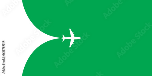 Minimalist White Plane with Green Abstract Background – High Quality 3D Render
