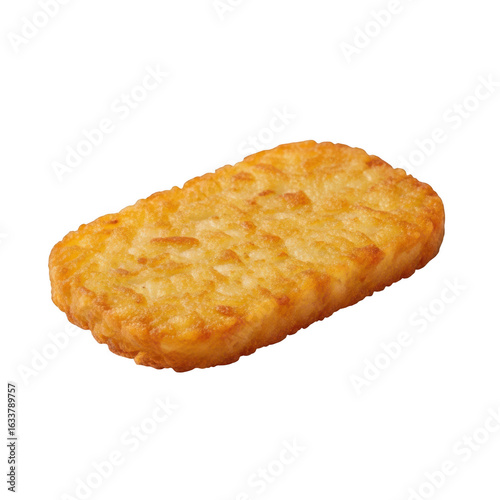Photo of golden brown hash brown potato patty isolated on transparent background