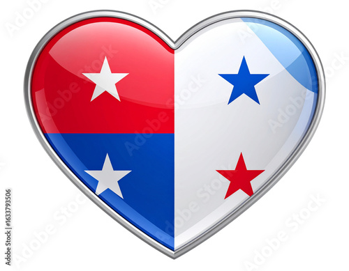 Free Download Heart-Shaped Panama Flag Emblem, isolated on a transparent background. - GFXLoad