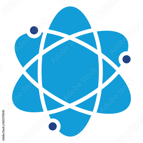 Science Symbol Glyph Blue Silhouette Icon Design Vector - Abstract atomic structure, representing science, discovery, physics, or molecular study