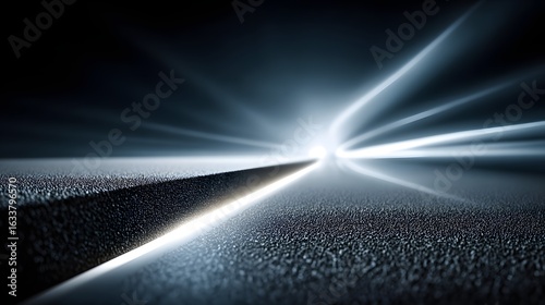 Light streaks converge on a dark textured surface creating a sense of speed.