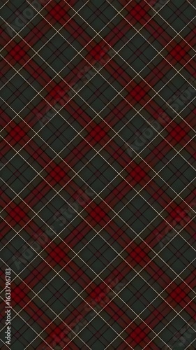 Dark gray - red - green tartan pattern.