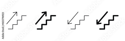 Set of Stairs direction with arrow. Up and down arrow direction.