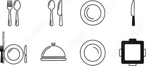 Food service utensils and dishes illustration