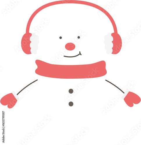 snowman wearing winter red earmuff cartoon illustration 