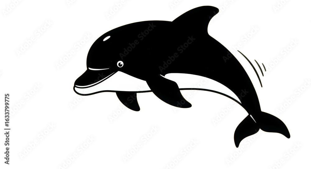 Fototapeta premium A Playful Dolphin Swimming Gracefully Through Dark Ocean Waters at Night