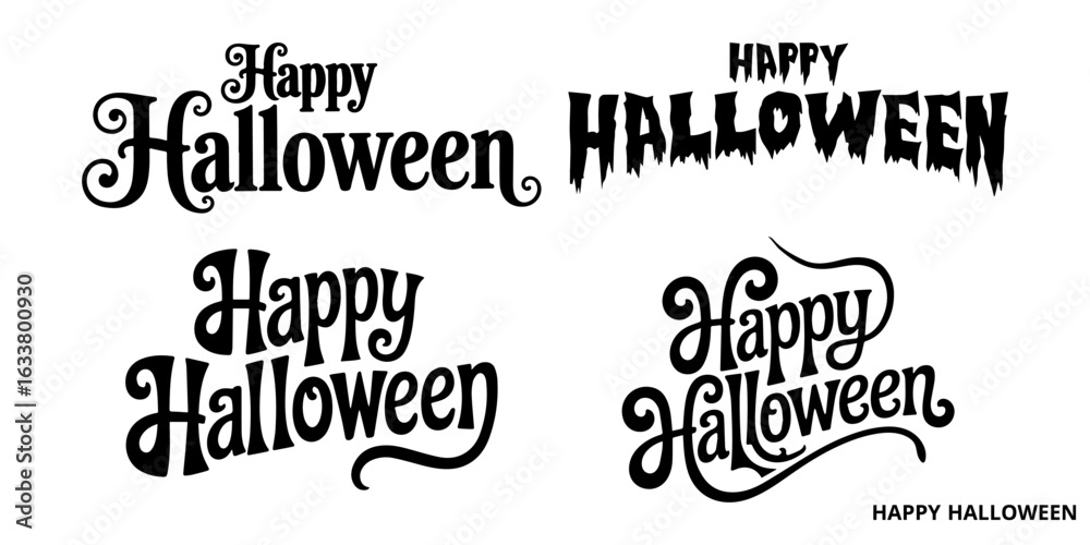 Fototapeta premium Happy Halloween Hand lettering Vector,Happy halloween text,font,banner,calligraphy,cursive, typography,silhouette art poster and celebration card design.