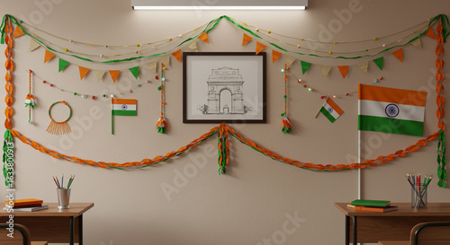 15 august india independence day celebrate india independence day classroom decoration with indian flag and india gate drawing decor