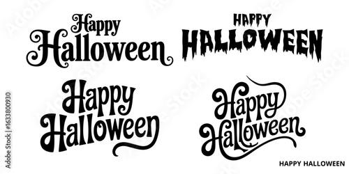 Happy Halloween Hand lettering Vector,Happy halloween text,font,banner,calligraphy,cursive, typography,silhouette art poster and celebration card design.