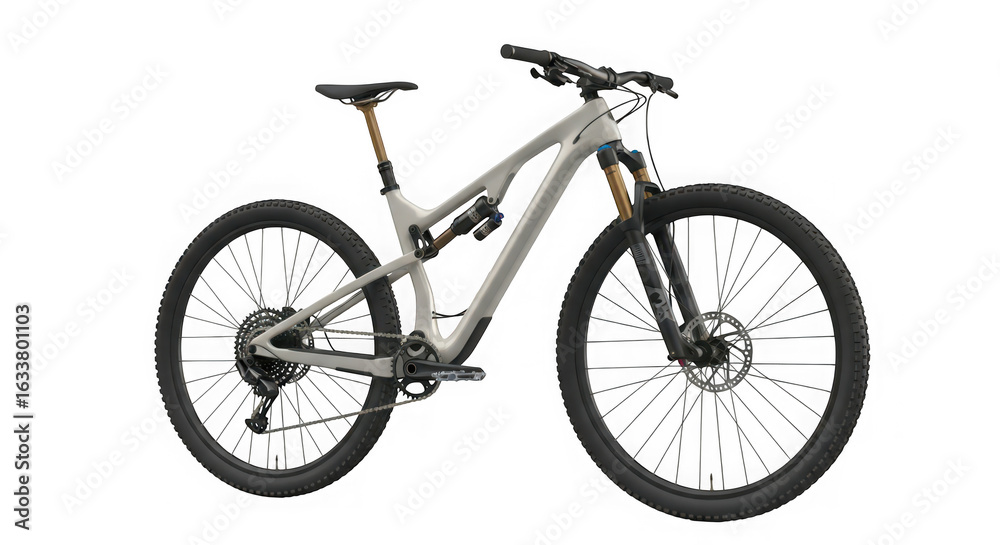 Fototapeta premium Modern full suspension mountain bike on black background