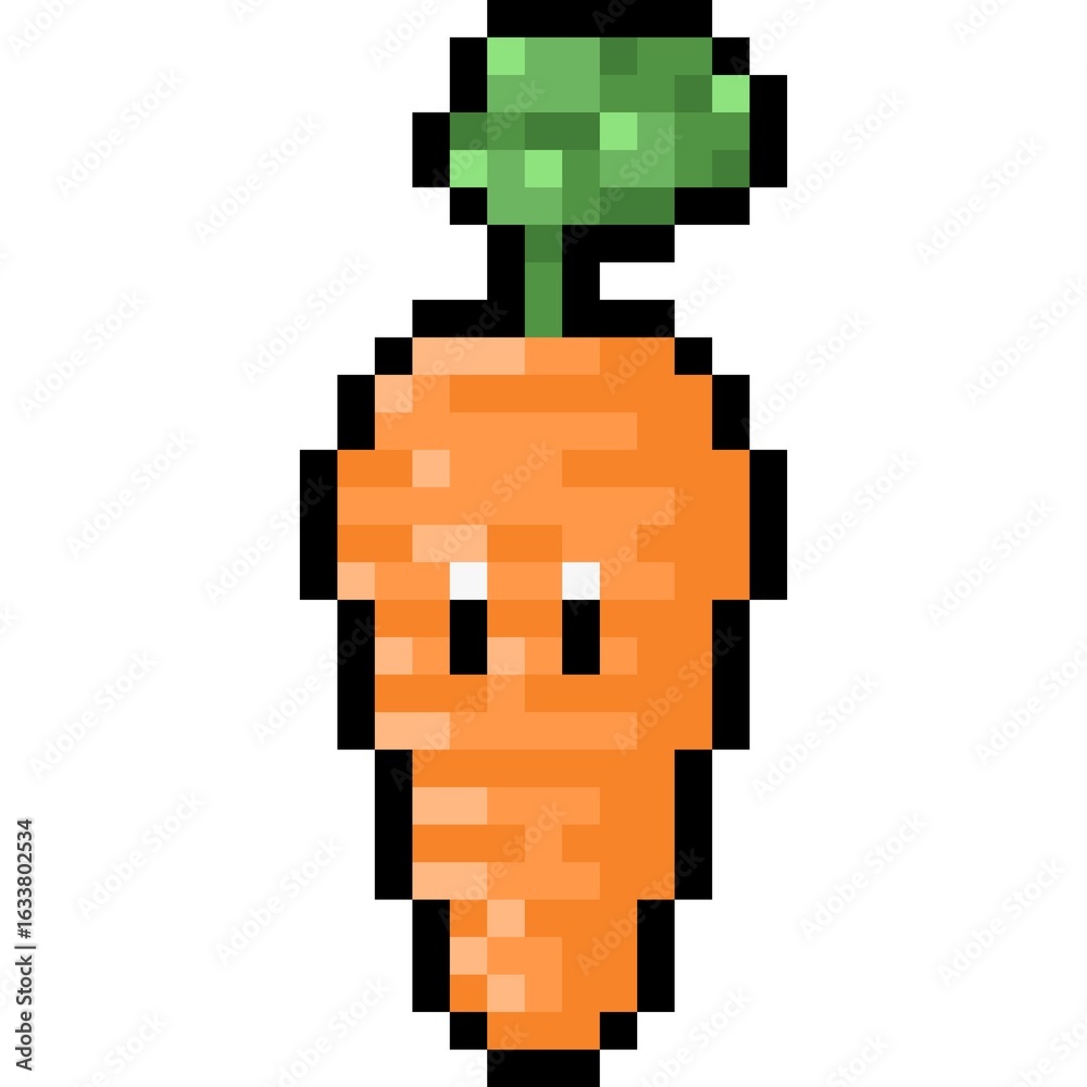 Obraz premium Cartoon Pixel Carrot Character.