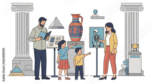 Family Explore Historical Artifacts Together During Cultural Heritage Day