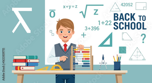 Enthusiastic Student With Abacus Ready For Calculation In A Classroom