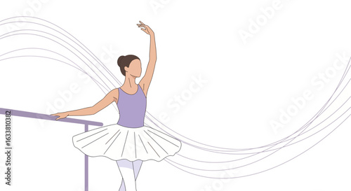 Elegant Ballerina Practicing With Barre For Graceful Performance In Studio