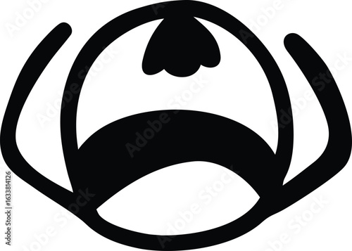 Black and white cartoon crying face with open mouth and tears weeping sobbing