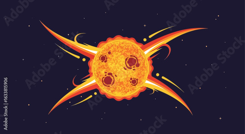 Fiery Sun Erupting With Solar Flares Against Dark Cosmic Backdrop