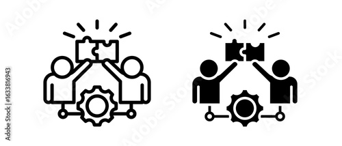 Team Collaboration multiple icon set of two.line and glyph vector illustration