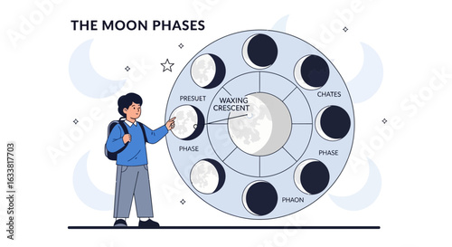 Exploring The Lunar Cycle Educational Diagram For Students Astronomy Concept