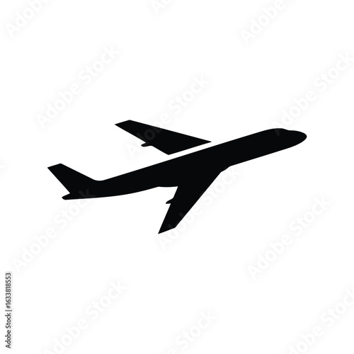 Airplane silhouette vector graphic jet aircraft takeoff travel transportation icon aviation transport symbol flight eps illustration