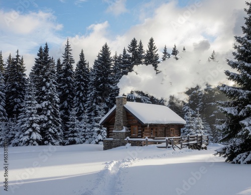Small Wooden Cabin in Snowy Forest – Winter Escape