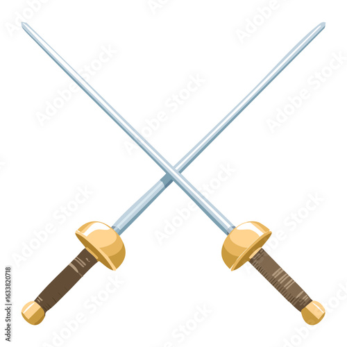 Crossed Fencing Swords for Duel Competition