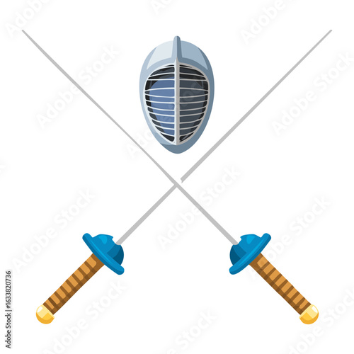 Fencing Swords and Protective Mask Equipment