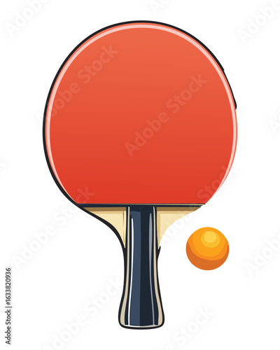 Ping Pong Racket and Ball on Table