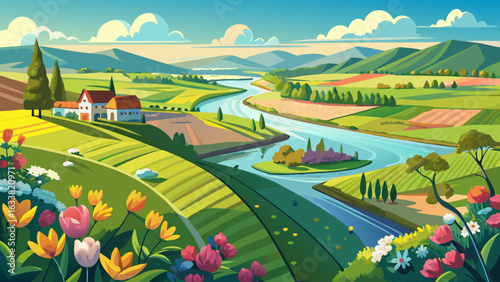  very beautiful Beautiful spring fields in the Oder river valley in Brandenburg, Germany 