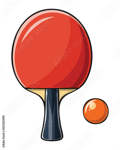 Table Tennis Paddle with Ball on Side