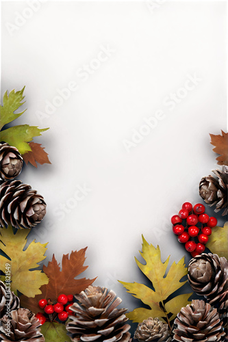 Realistic Decorative Autumn Frame with Natural Elements — Illustrative Image on Transparent Background