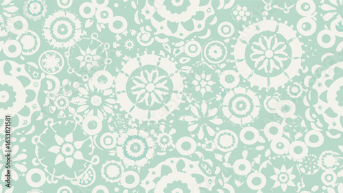 Aesthetic background featuring floral and circular patterns in a light color scheme with a calming visual appeal