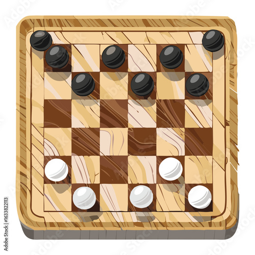 Chess Board Game with Black and White Pieces