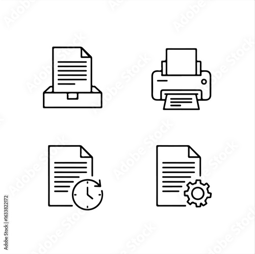 Document printing time management and settings icons paper output