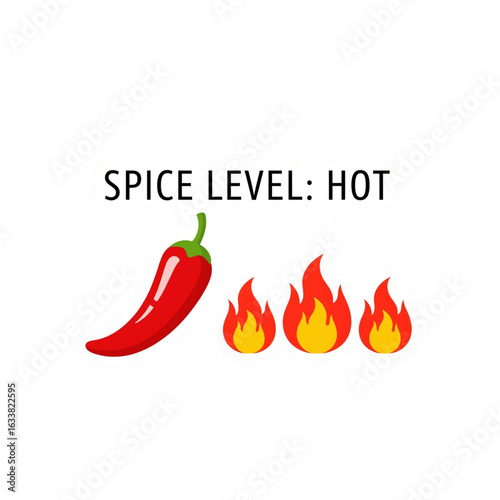 Hot Spice Level Chili Pepper Flame Vector Icon