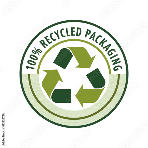 100% Recycled Packaging Symbol Vector Label