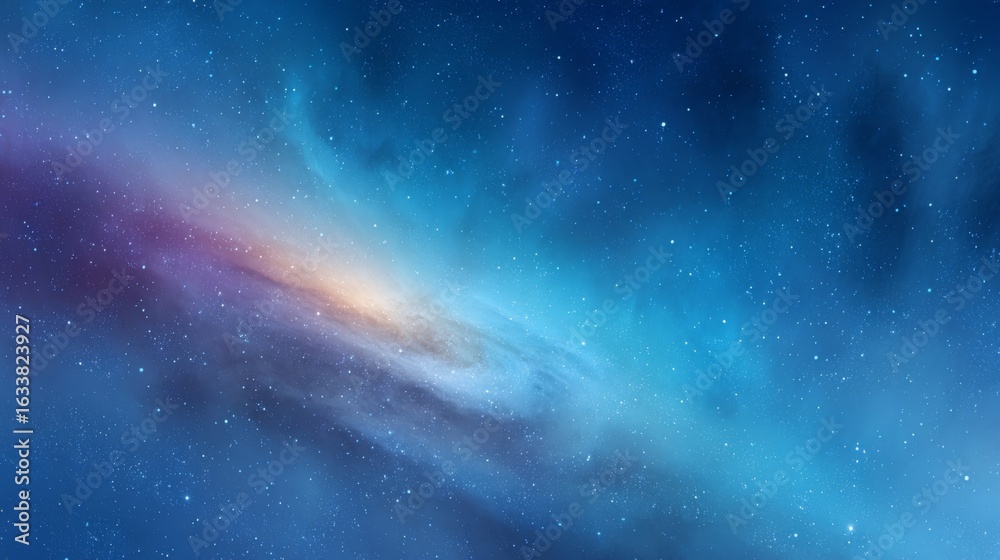 Fototapeta premium Cosmic Nebula Blue and Purple Hues Starry Night Sky Space Stars Galaxy