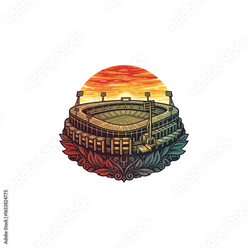 Football stadium icon logo flat vector design